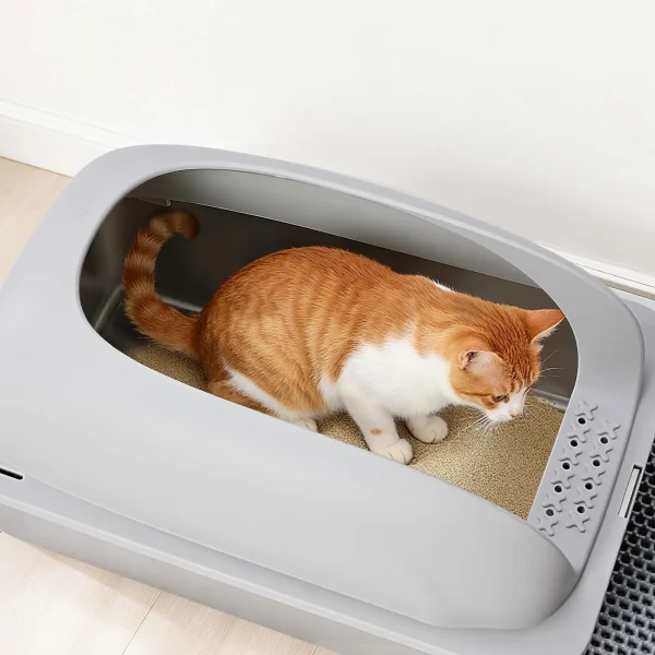 Large Stainless Steel Litter Box with Lid