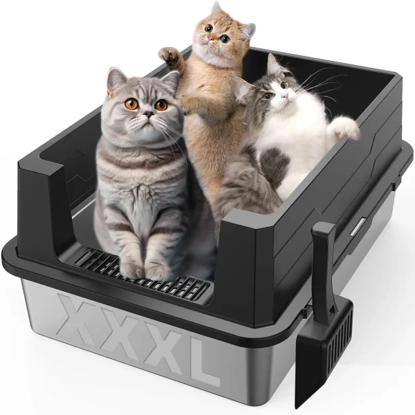 XXXL High-Sided Stainless Steel Litter Box
