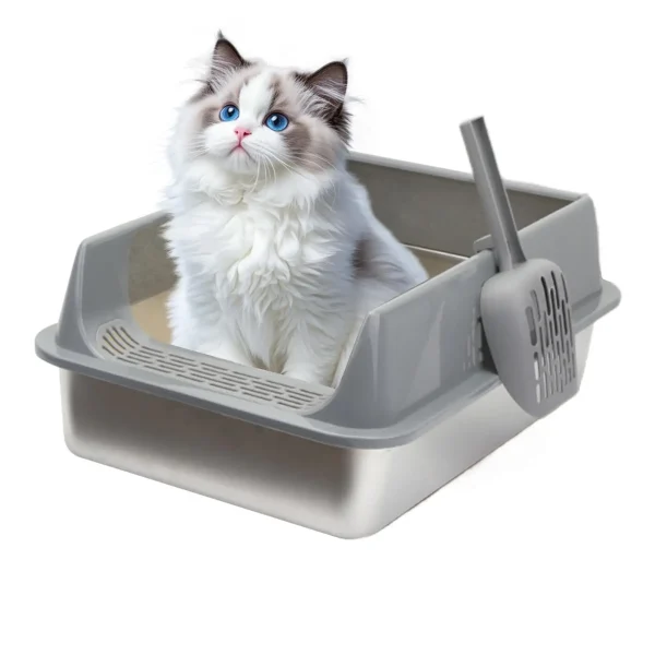 Stainless Steel High-Sided Litter Box