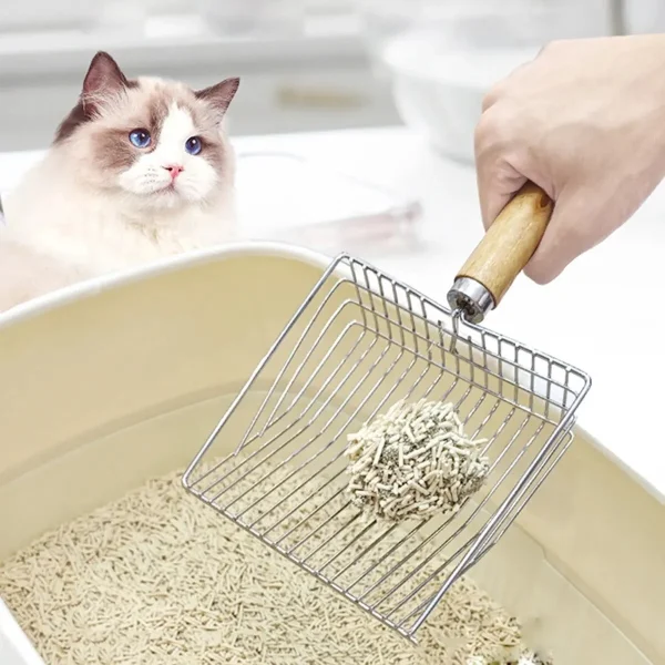 Wood Handle Deep-Basket Litter Scoop