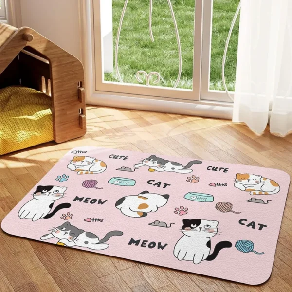 Playful Cat Bowl Mat