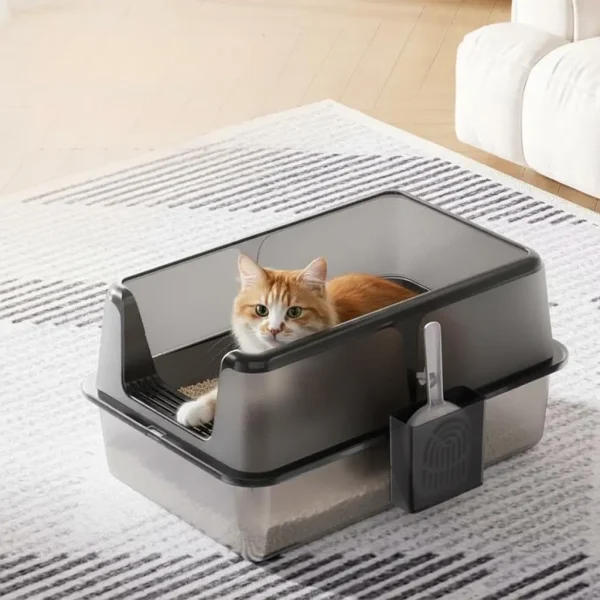 Covered Stainless Steel Litter Box