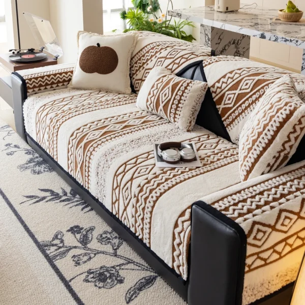 Plush Jacquard Sofa Cover