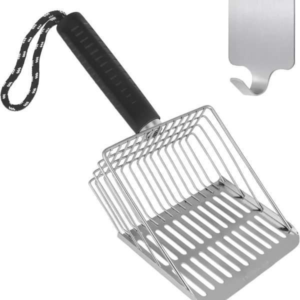 Rubber Grip Hook-Ready Litter Scoop